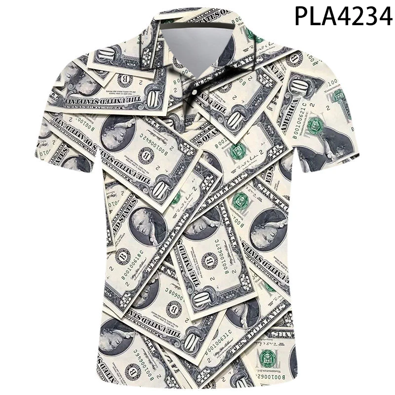 

New Summer USD Money 3D Printed Streetwear Hombre Camisas De Polo Men Fashion Casual Polo Homme Boy Short Sleeve Cool Tops