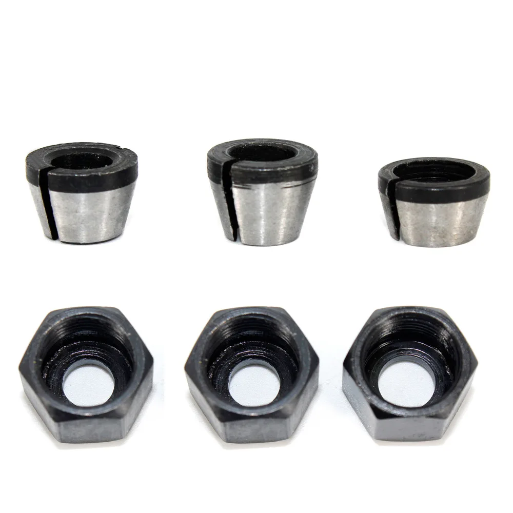 

1/4'' 6MM 6.35MM 8MM Shank Milling Cutter Collet Chuck & Nut for Electric Woodworking Trimmer Wood Router Engraving Machine
