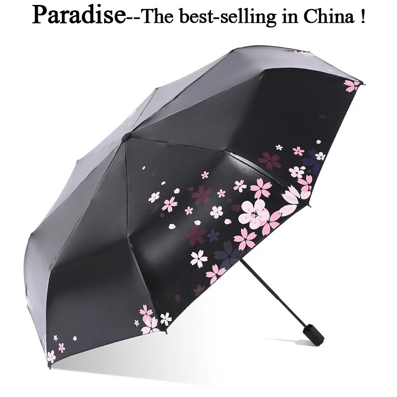Женский прозрачный зонтик с цветами вишни складной качественный для девушек