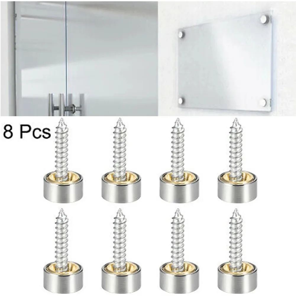 

8pcs ​Stainless Steel Decorative Table Mirror Screw Cap Nails Advertising Glass Mirror Nail Fasteners Furniture Fasteners