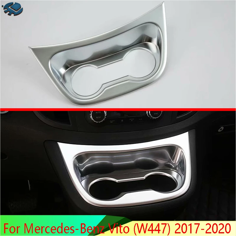 

For Mercedes-Benz Vito (W447) 2017-2020 ABS Chrome Front Center Console Cup Drink Holder Cover Trim Bezel Frame Molding Garnish