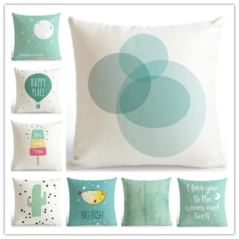 Оригинальные маленькие свежие нордические мятно зеленые наволочки простая