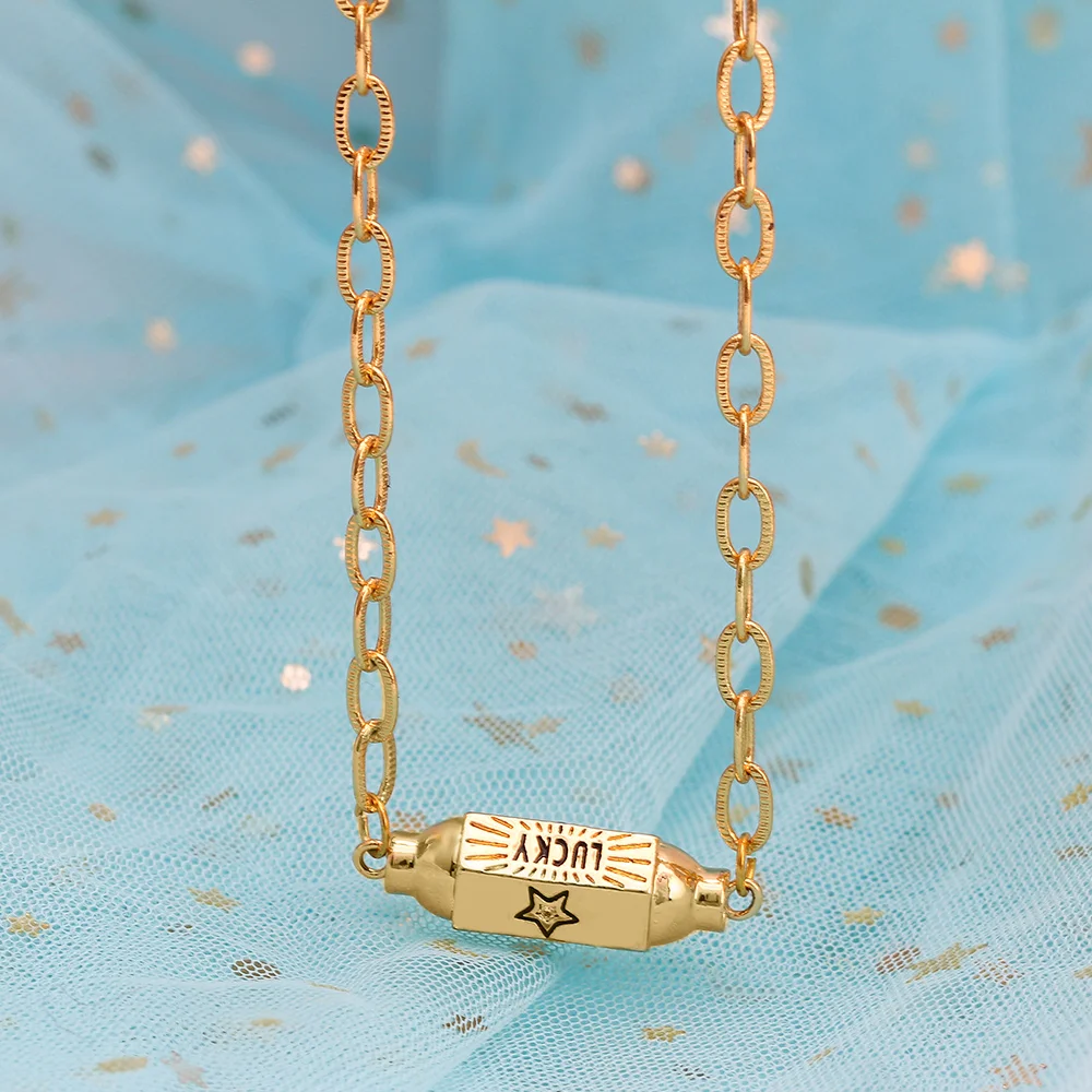 

Wish Card 5 Styles Gold Color Zircon Pendant Necklace for Women Hexagonal Column Charms Accessories Men Jewelry New Arrival