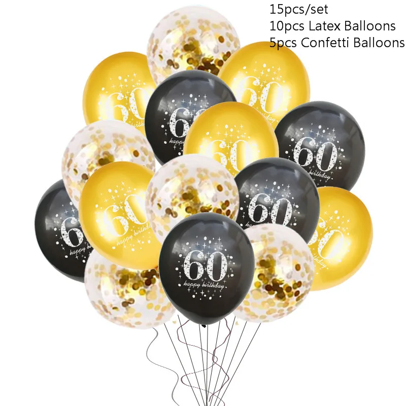 15pcs 60 balloons 30th 40th 50th латексный воздушный шар "Конфетти" С Днем Рождения украшения для взрослых 30 40 50 60 лет с днем рождения - Цвет: 15pcs 60 balloons