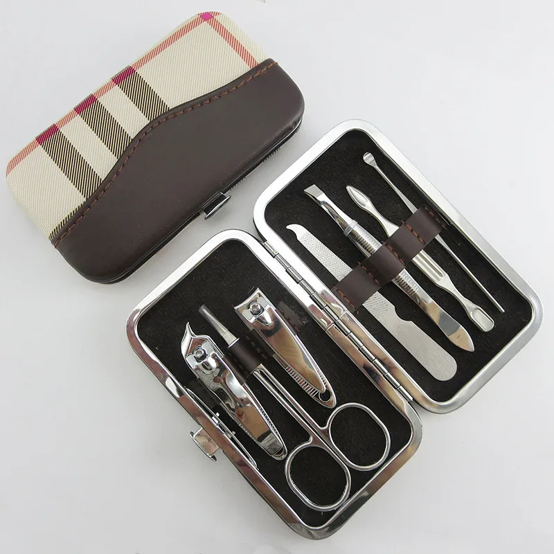 PU кожаный чехол 7 шт./компл. из нержавеющей стали инструменты для дизайна ногтей