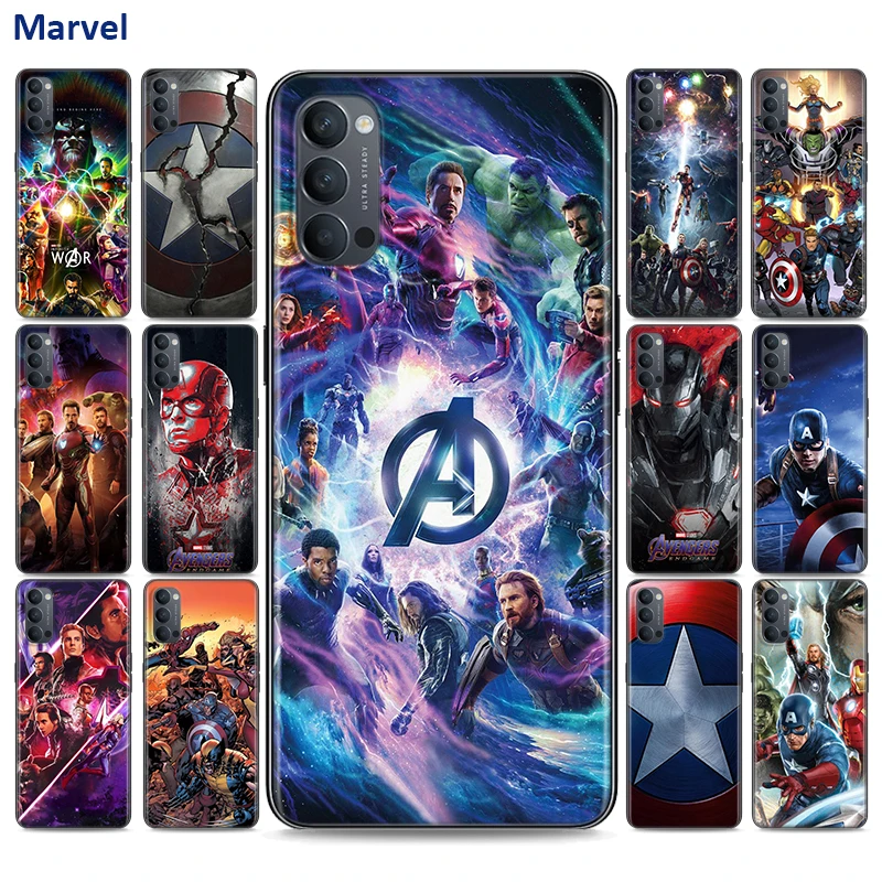 

Soft Black Silicone Cover Avenger Marvel Superhero For OPPO Reno 5 Pro 3 4 Lite F SE Z Pro 4G 5G Phone Case Shell