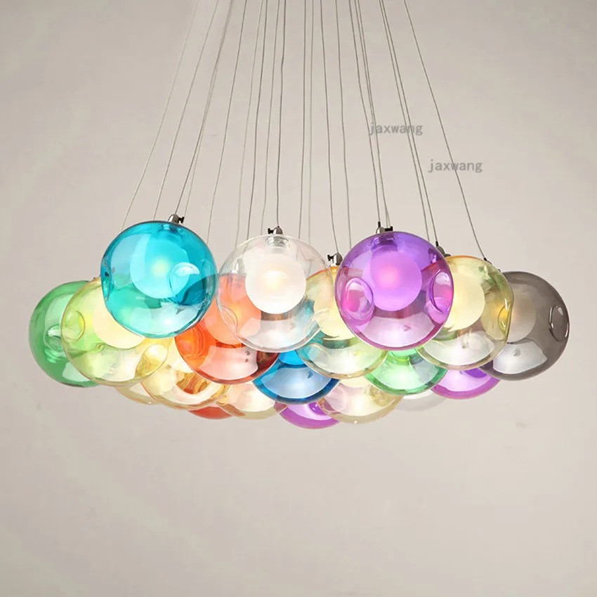 Nordic LED Colorful Glass Pendant Lamp Lights Modern Hanging Lamps Personality Loft Chandeliers Light Fixure Kitchen Accessories | Освещение