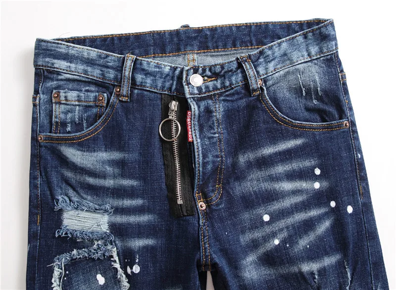 Европейские итальянские Брендовые мужские джинсы dsq узкие брюки прямые синие на