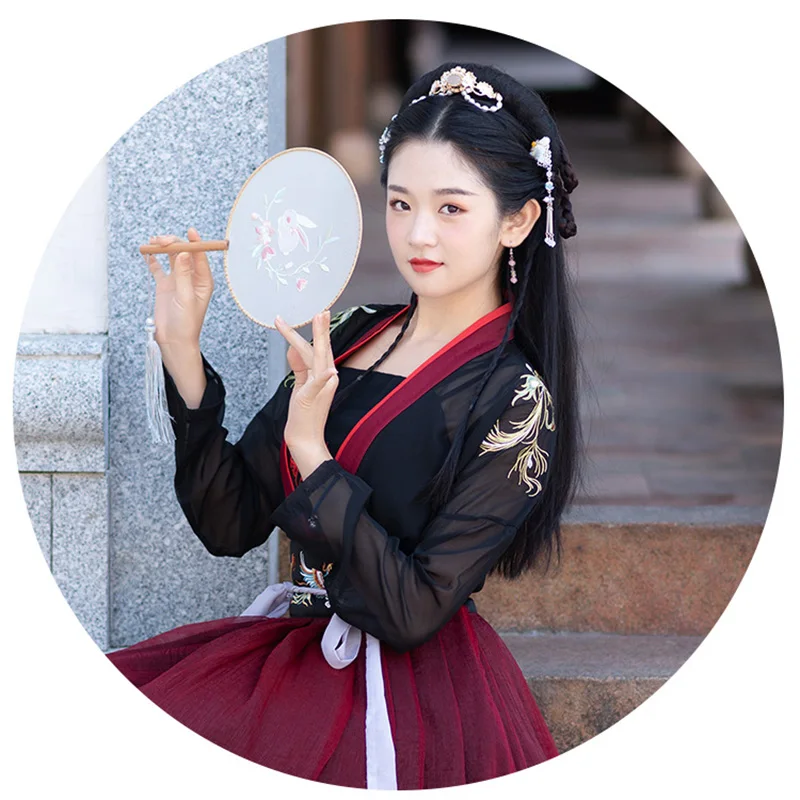Элегантные красные Hanfu Китайская традиционная Для женщин хлопчатобумажный