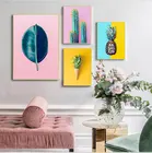 Настенная картина в скандинавском стиле с изображением свежих фруктовых растений, цветов, ананасов, кактусов, домашний постер, модульная Картина на холсте с HD принтом для гостиной