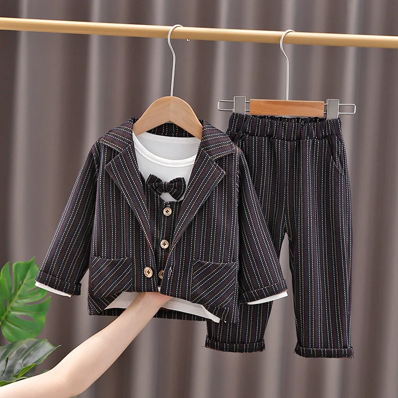 Комплект одежды для мальчиков весна-осень 2021 новый красивый костюм джентльмена в