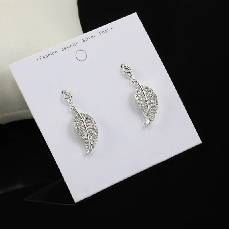Best Selling Korean New Style Zircon Leaf Earrings 925 Sterling Silver Pin Stud Ear Fashion Personality Jewelry for Women | Украшения и