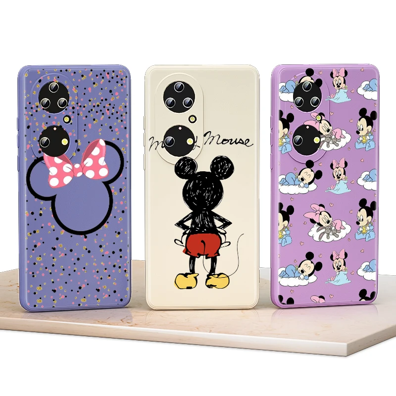 

Minnie Y Mickey For Huawei P Smart Plus Pro 2019 P50 P40 P30 P20 Lite E 5G Phone Case Liquid Silicone Soft Funda Capa