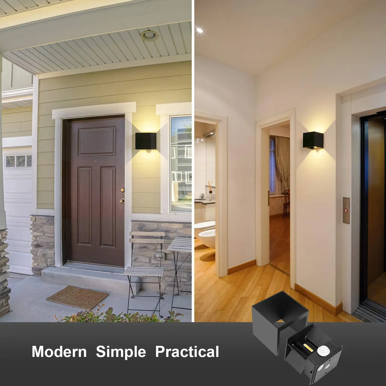 

2 Pcs 12W LED Wall Sconce with Motion Sensor Indoor / Outdoor Wall Lamp Waterproof IP65 Adjustable Angle Black Wall Light