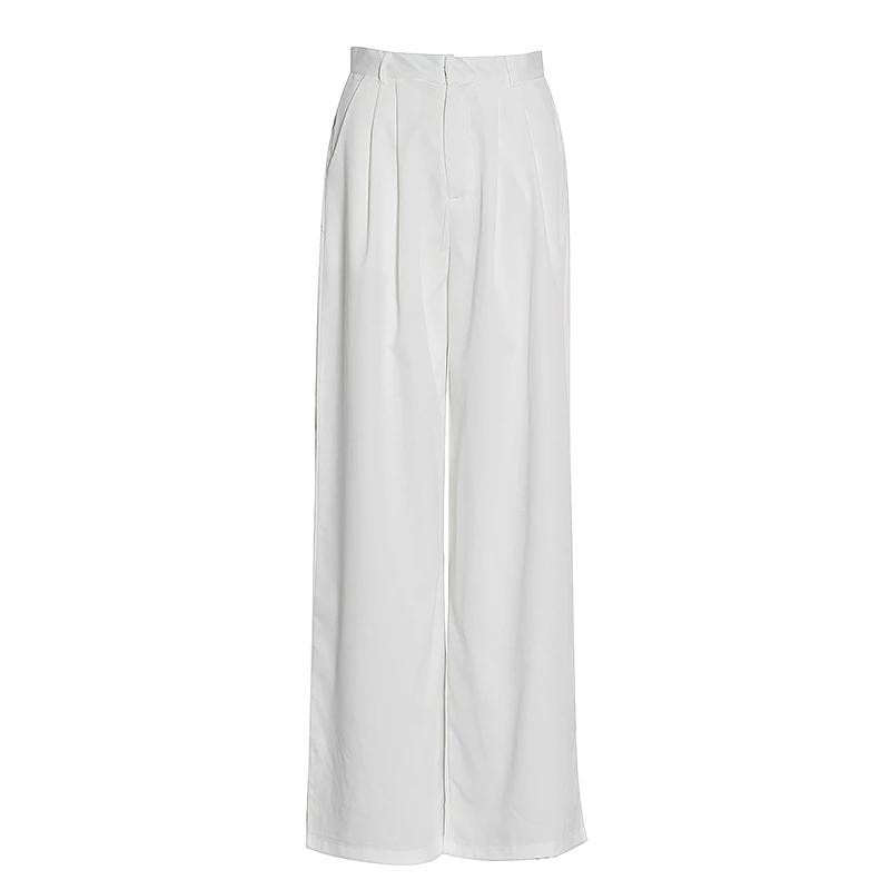 

2021 New Solid Color Ruched For Female Wide Leg Straight Pants High Waist Ruched Loose Women's Trousers Autumn Fashion Tide