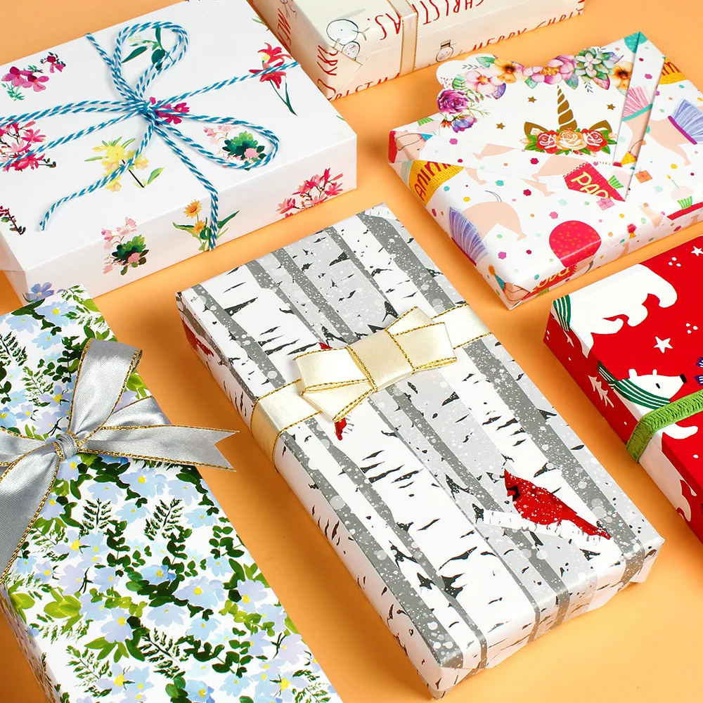 

Flower Gift Wrapping Paper Coated Paper Polar Bear Cartoon Dotted Gift Box Wrapping Paper Flower Wrapping Paper 50cm *76cm