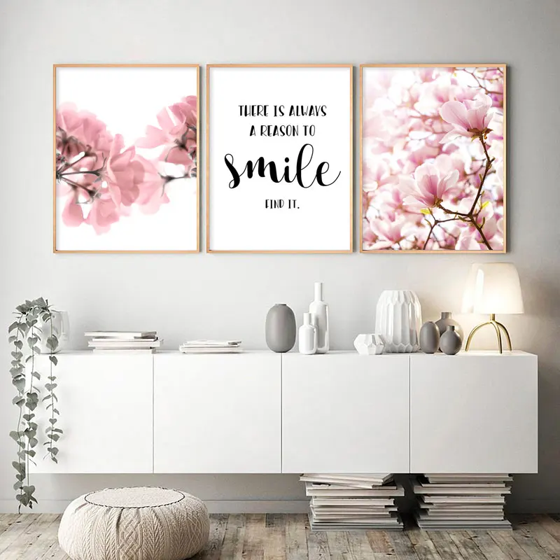 Настенный постер с рисунком в виде розовых цветов | Дом и сад