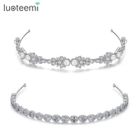luoteemi new fashion wedding crown diadem tiara round clear cz hairwear for women headbands bridal hair jewelry christmas gifts