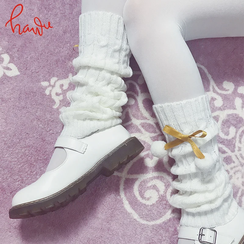 

Lolita Leg Protector Keep Warm Thickened Hosiery Janpanese Girl Bowknot Sweet Soft Sister Loose Socks Wool Leg Boot Cover