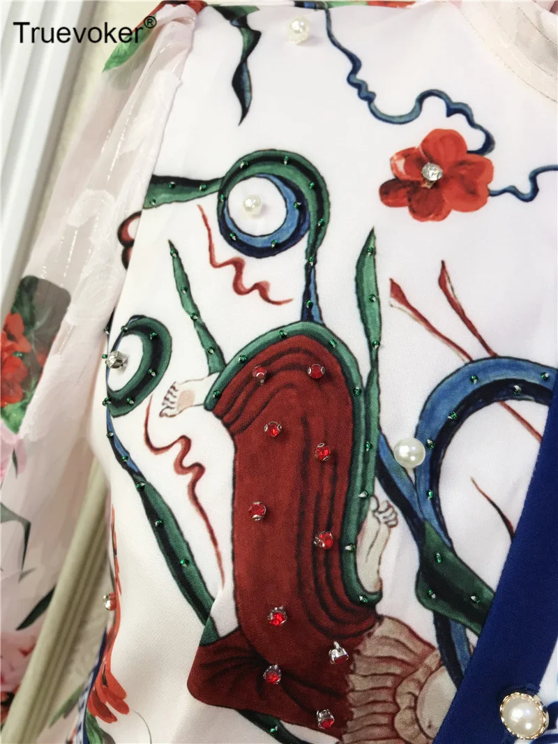 

Fashion Vocation Spring Dresses Women Full Sleeves Bow Collar Totem Print Diamond Luxury Prom Dress