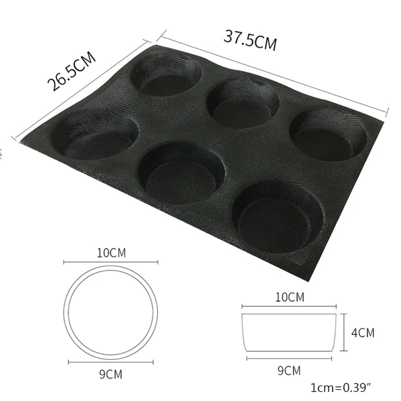 

29EA Silical Gel Round Bread Molds Round Shaped Bread Forms Perforated Baking Sheets 6 Cavities Non-stick Baking Bread Moulds