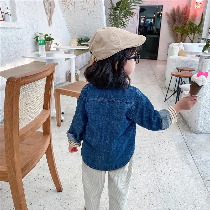 Джинсовая рубашка для девочек Новинка весна осень 2021 нижняя куртка женская