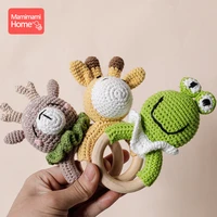 1pc baby rattle crochet animal baby teether wooden ring handmade toy bpa free wood teething bracelet nurse gift baby product toy