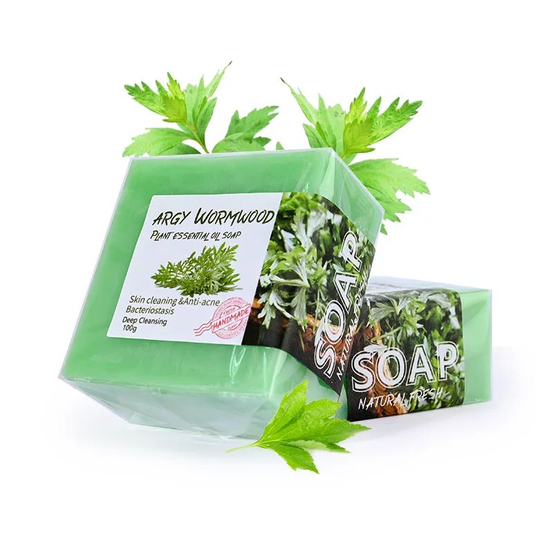

AiXin Beauty Argy Wormwood Soap Essential Oil Handmade Face Bar Deep Cleaning Acne Removal 100g For Face Body Wash