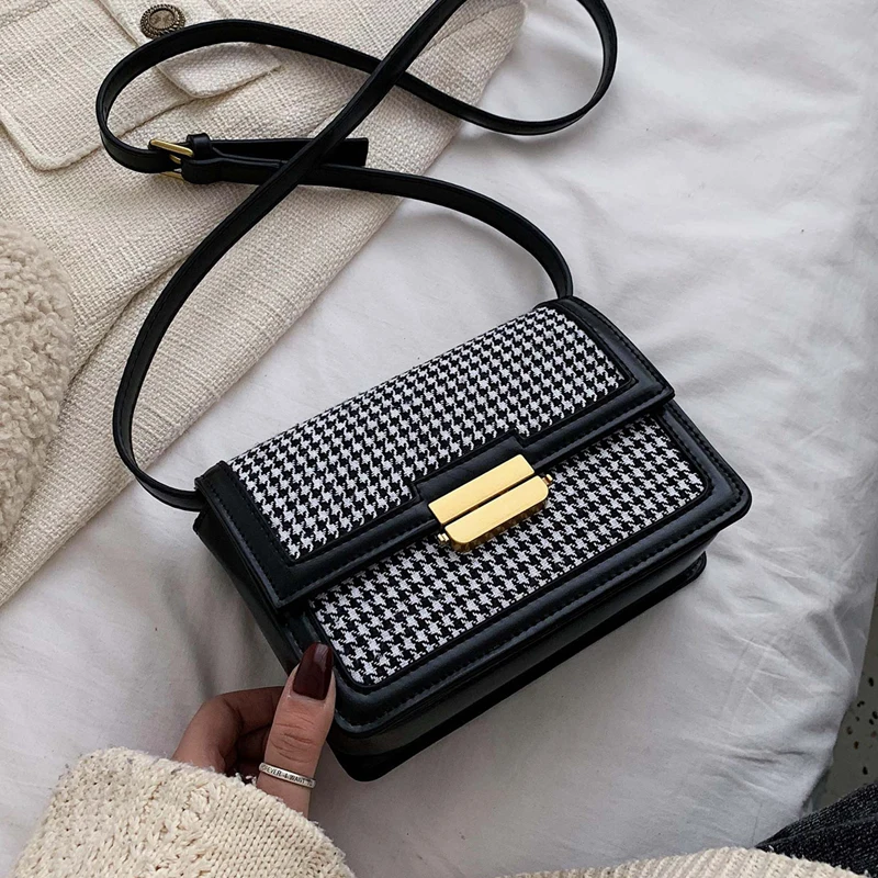 Зимняя национальная сумка Женская клетчатая на плечо 2019 популярная