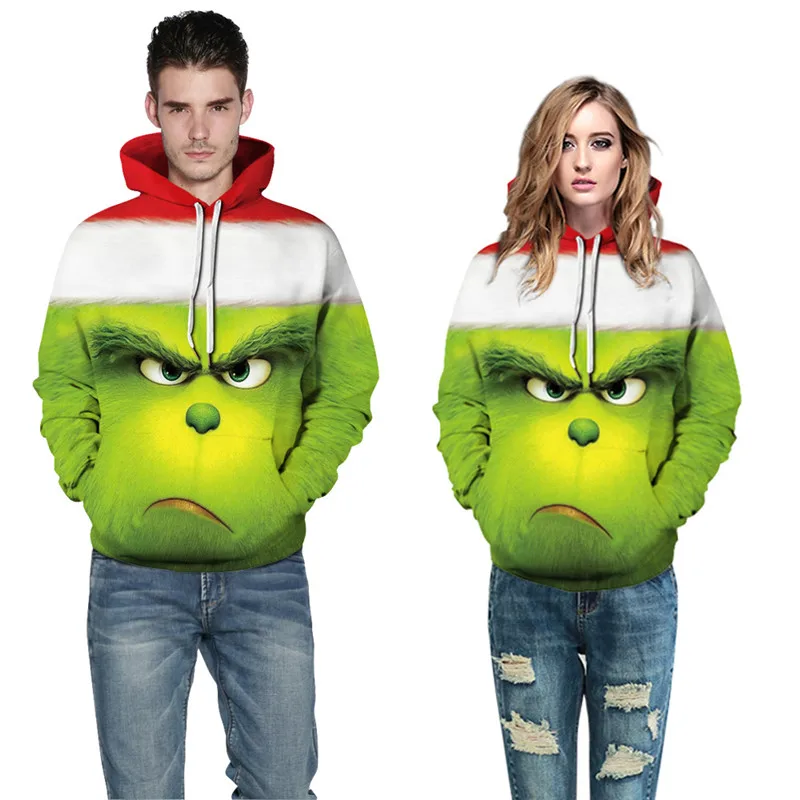 

New Autumn Winter Funny Grinch Ugly Christmas Sweater Men Women 3D Novetly Printed Pullover Holiday Xmas Hoodie Sweatshirt 3XL