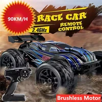 90kmh high speed professional car 4wd 2 4ghz remote control rc racing drift truck brushless motor waterproof big size vehical