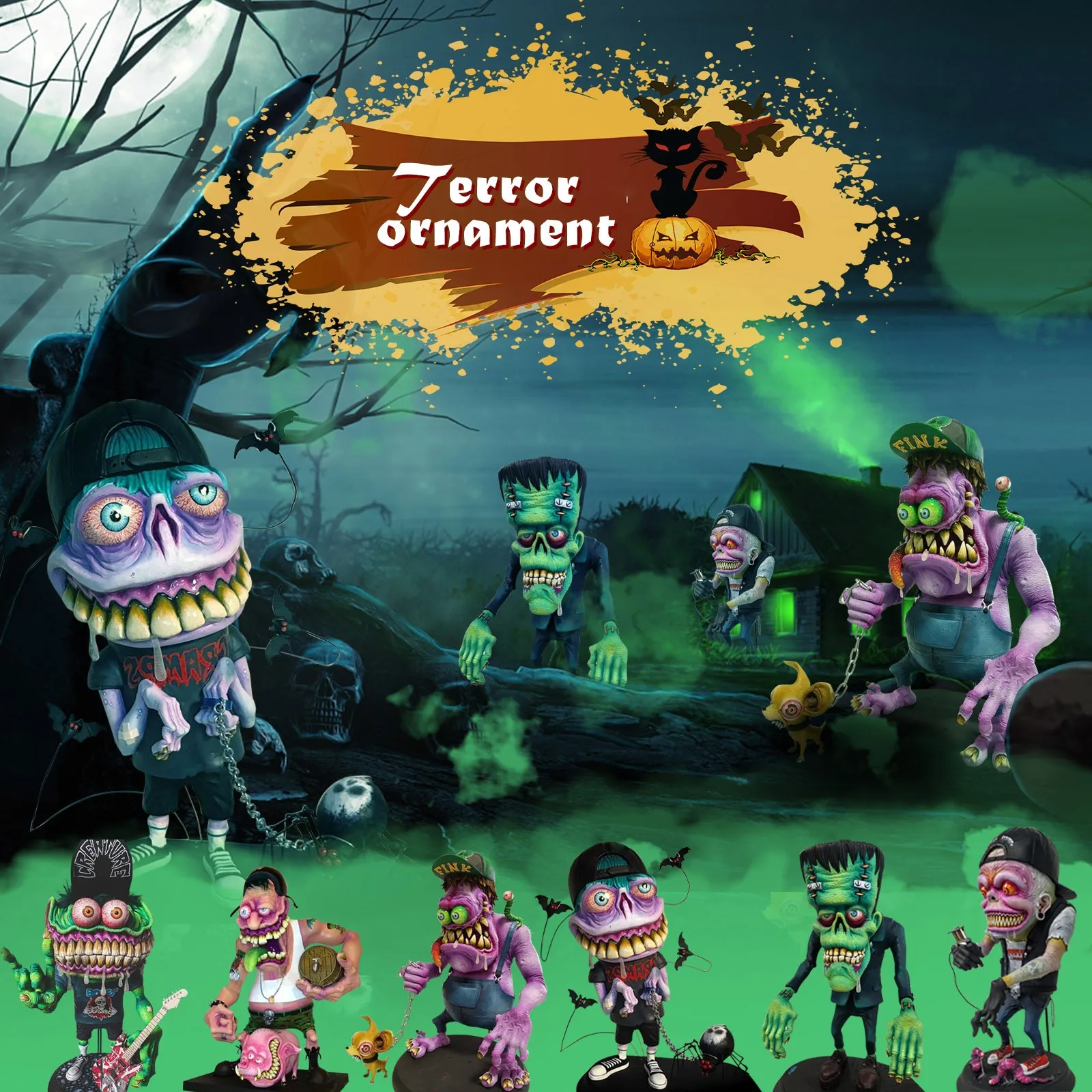 

Halloween Decoration Statue Garden Sculpture Monster Home Decor Figurine Statue Monster Ornament Skull Head Home Figurine