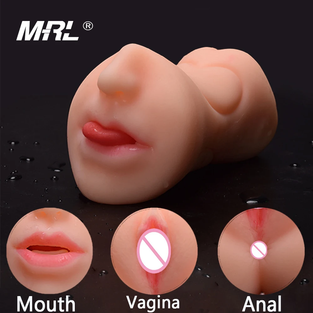 Оральный Мужской мастурбатор Реалистичная Вагина анальная тугая киска три