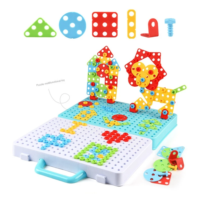 

1Set Interactive ABS 3D Electric Drill Puzzle with Screwdriver Simulated Toolbox Blocks Toy Stacking Block Jigsaw Set H055