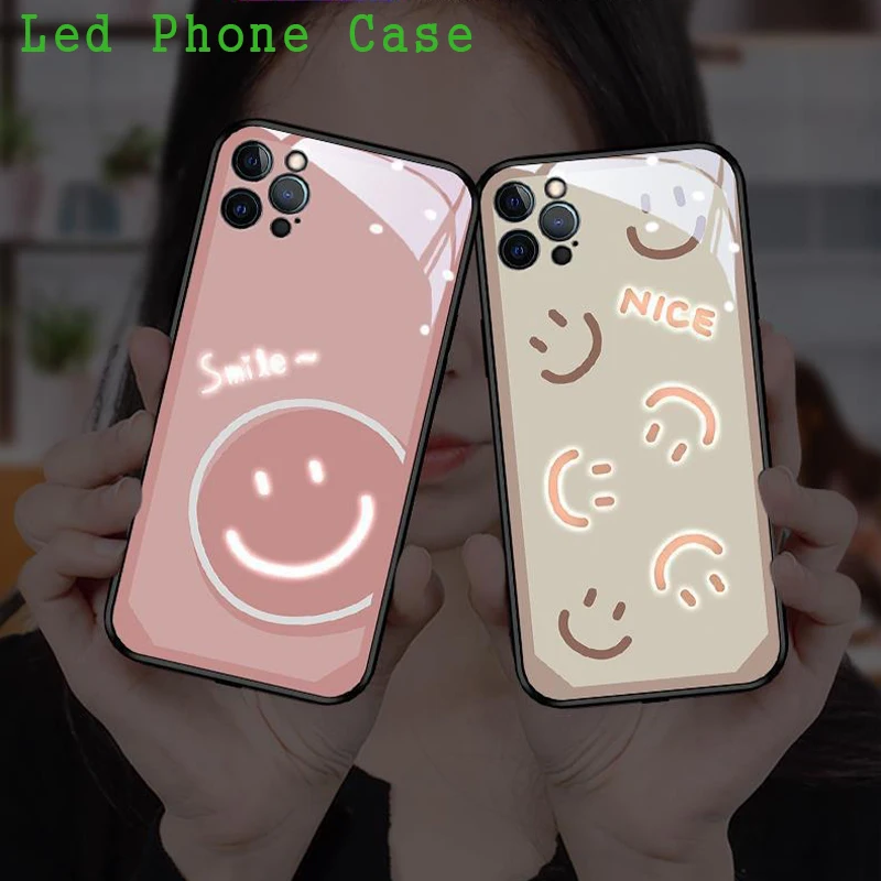 

Улыбка светодиодной вспышкой, светом при звонке, чехол для iPhone 12 11 Pro Max X Xr Xs Max чехол iPhone 6 6S 7 8 Plus SE 2020 крышка для iPhone 12 мини Funda