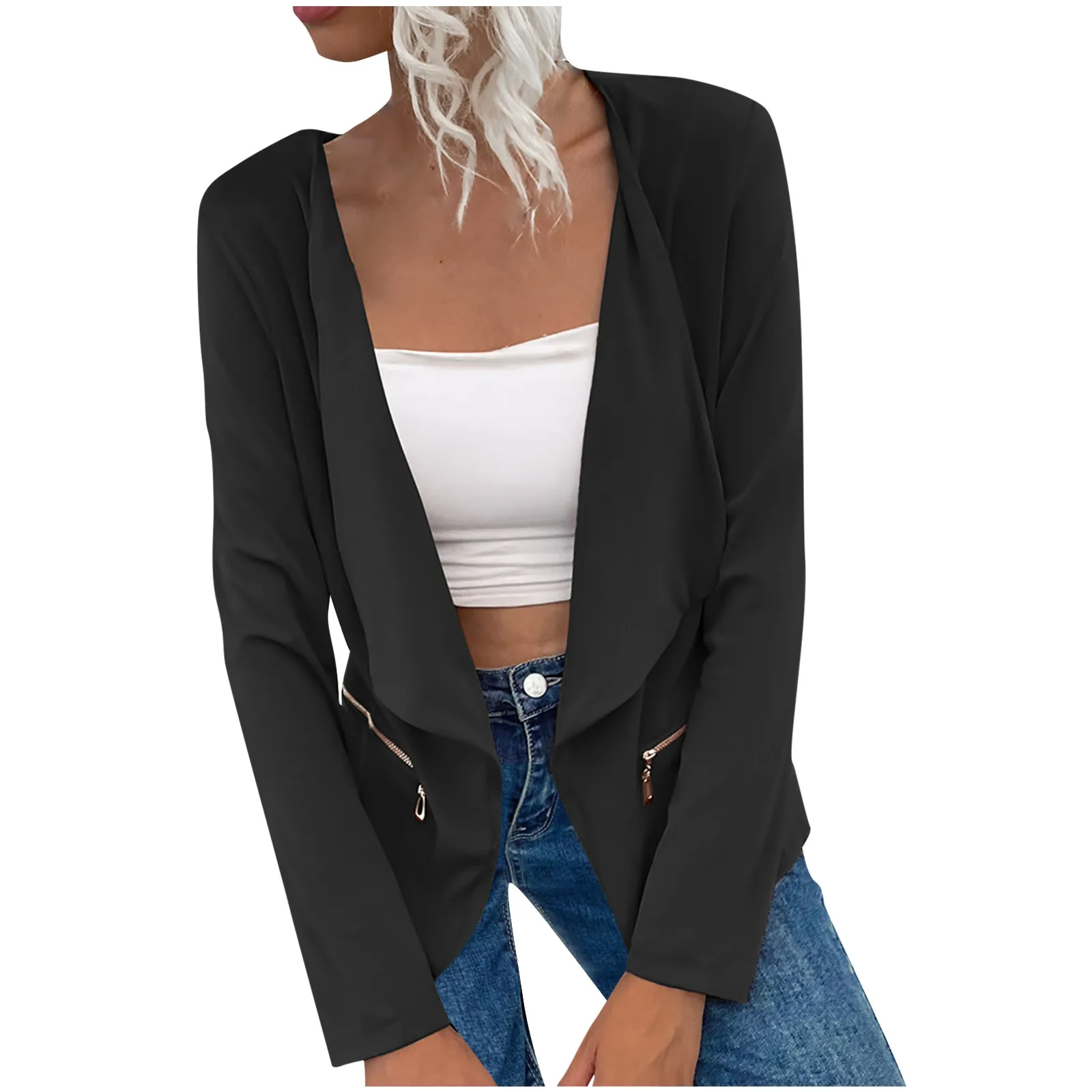 

Women Chic Office Lady Blazer Vintage Coat Fashion Long Sleeve Ladies Outerwear Tops Women Elegant Loose Blazer Jackets vestes