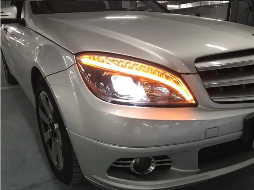 2008~ 2011y автомобильный бампер головной свет для Mercedes Benz W204 фара C180 C200 светодиодный DRL hid ксенон/галогенная лампа для W204 фары