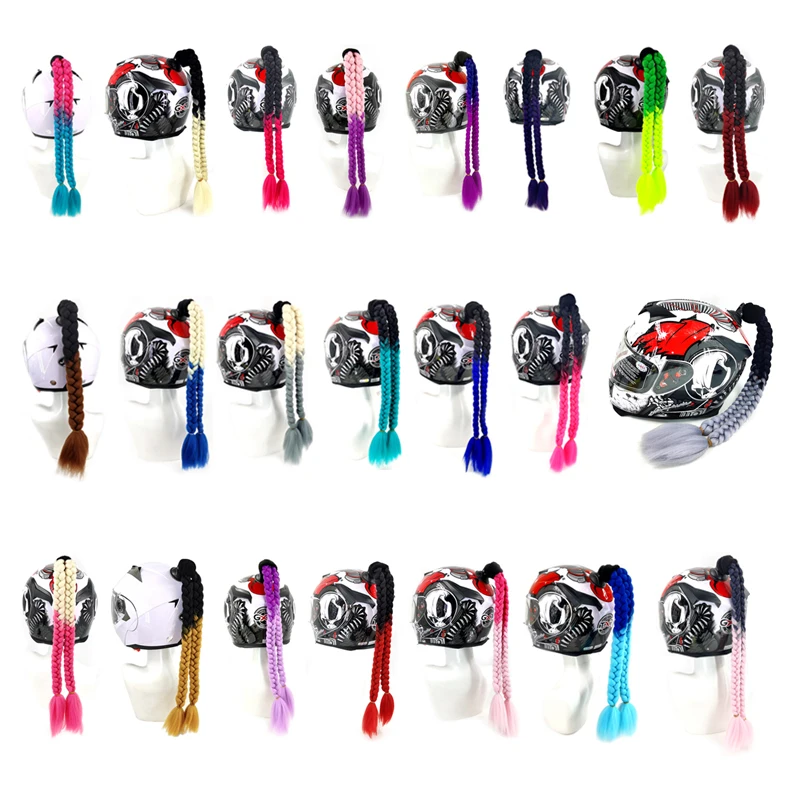 

Braids Woman Braids Wig For Motorbike Helmets Twist Dual Pigtail Ponytail With Sucker Bow 23 Colors Motorcycle Helmet