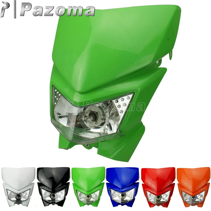 Для уличным Мотокросс двойной Спорт, обтекаемые фары для Kawasaki KMX KX KLX KLR KLE ZZR KDX 110 125 140 250 300 450 650 WR