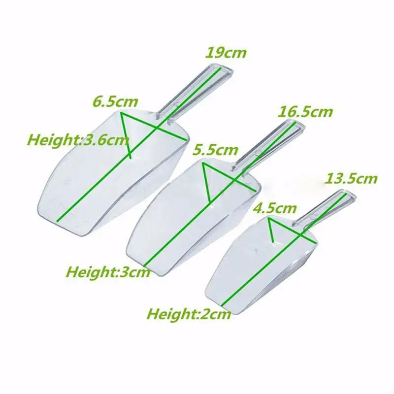 

3PCS/SET Plastic Ice Shovel Mini Buffet Candy Bar Scoops Shovel Rice Grains Flour Dessert Measuring Scoops Kitchen Party Tools