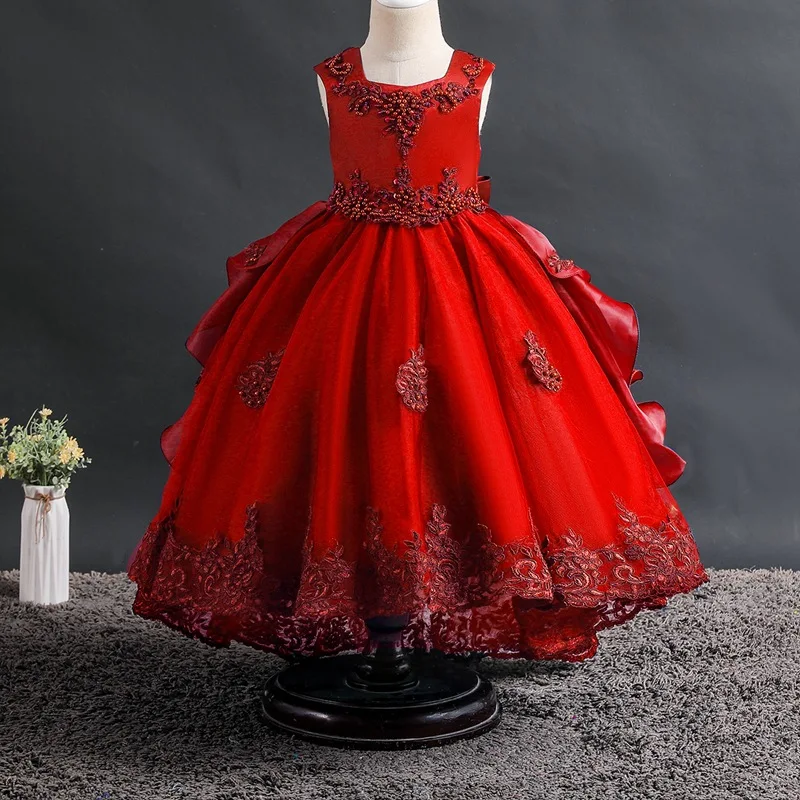 Kids Flower Dress For Girl Lace Princess Dresses Elegant Children Prom Long Gowns Teen Girls Party Evening Bridesmaid Frocks | Детская