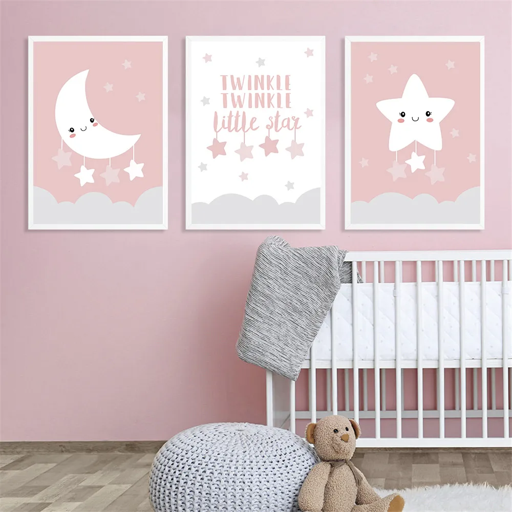 Мерцающая Маленькая звезда Настенная картина для детской комнаты постер на