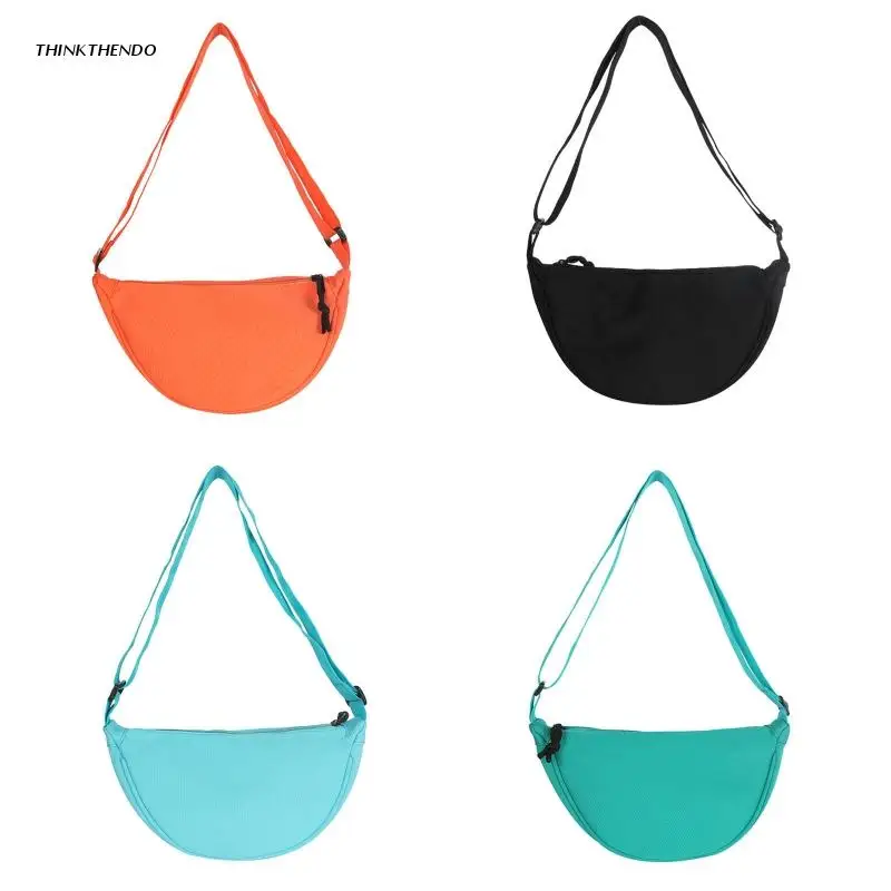 

Women Chest Bag Trendy Nylon Shoulder Bags Semicircle Messenger Bag Casual Satchel Bag Retro Zipper Underarm Bags