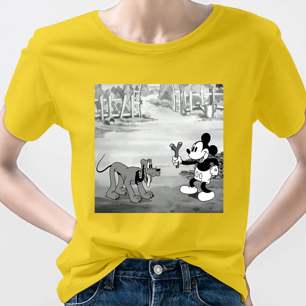 

Disney Mickey Mouse Korean Tshirt Vintage Harajuku 90s Ropa Tumblr Mujer Short Sleeve Streetwear Plus Size 8 Colors Casual Top