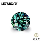 Голубой Муассанит Letmexc, бриллиант с голубым зеленым муассанитом VVS1, отличная круглая огранка, для изготовления ювелирных изделий сделай сам с отчетом GRA