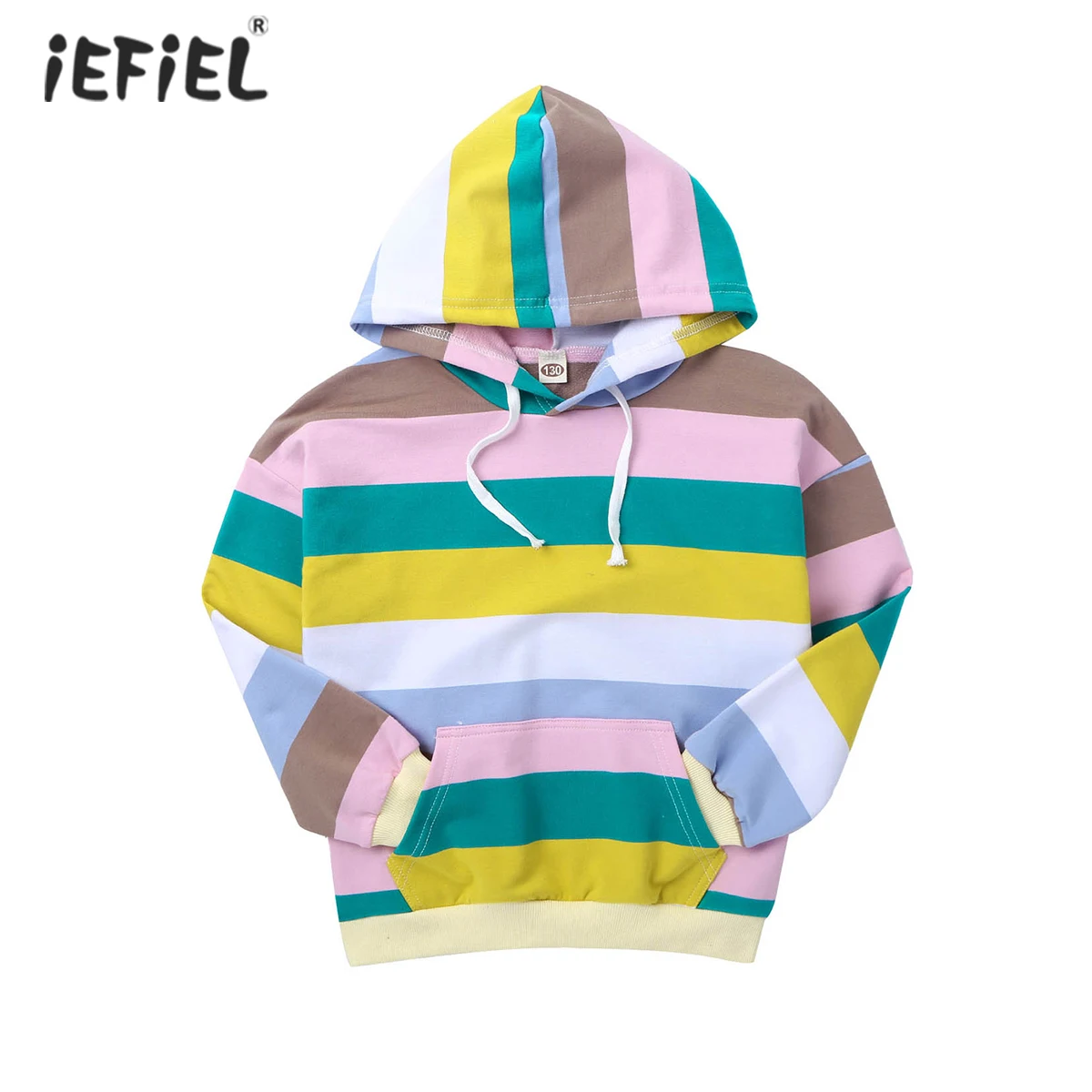 

Kids Clothing Spring Autumn Sweatshirt Hoodie For Girls Cotton Long Sleeve Rainbow Stripes Print Pullover Sweatshirt Tops 3-8Y