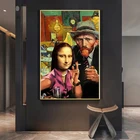 Знаменитая Мона Лиза и Ван Гог курительные картины на холсте Смешные фотообои для гостиной домашний декор