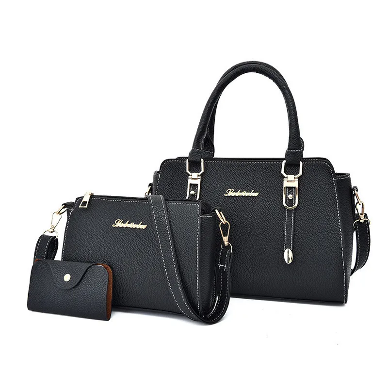 

2021 Three-piece Litchi Pattern Joker Shoulder Slung Handbag
