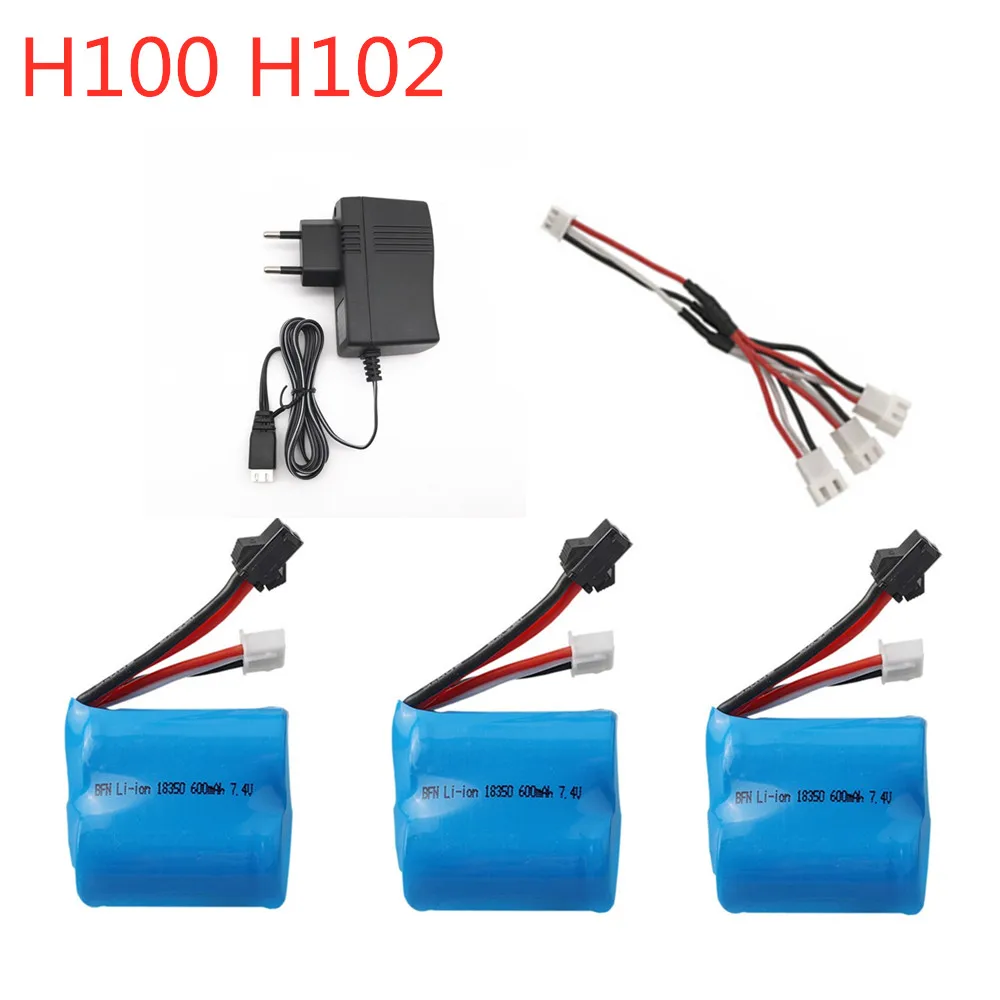 

7.4v 600mAh 18350 Battery +7.4V Charger Sets for JJRC S1 S2 S3 S4 S5 H100 H102 RC Boat Spare Parts 7.4v Li-ion Battery 1 to 3pcs