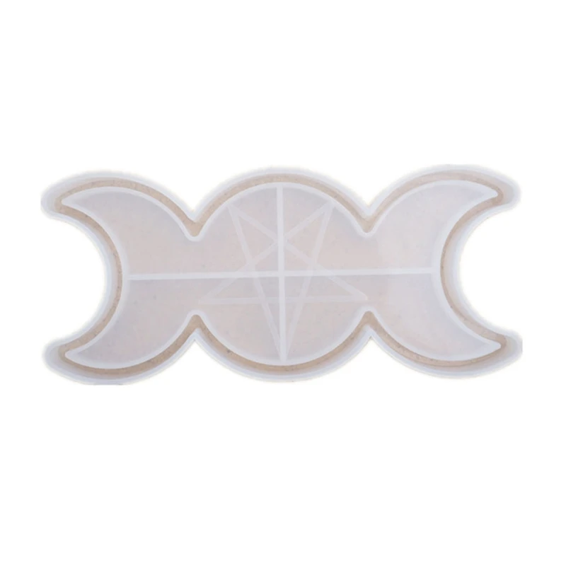 

D2TD Moon Star Candle Tray Resin Molds Triple Moon Phase Goddess With Pentagrams Mold